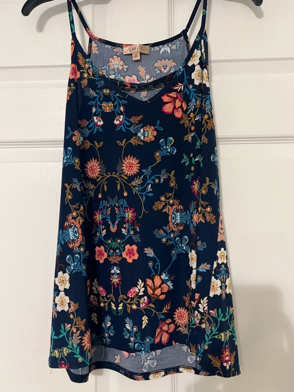 Lavish Navy Floral A-Line Skirt with Multicolor Blooms